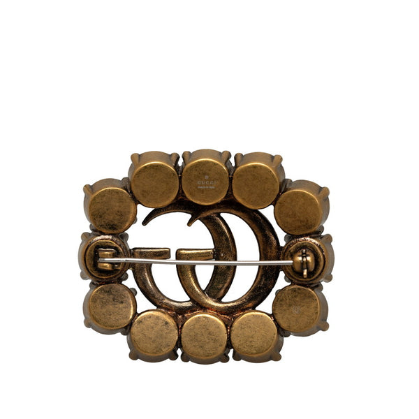 グッチ GGマーモント ラインストーン ブローチ ゴールド メッキ レディース GUCCI 【中古】