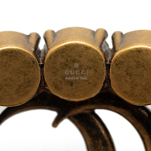 グッチ GGマーモント ラインストーン ブローチ ゴールド メッキ レディース GUCCI 【中古】