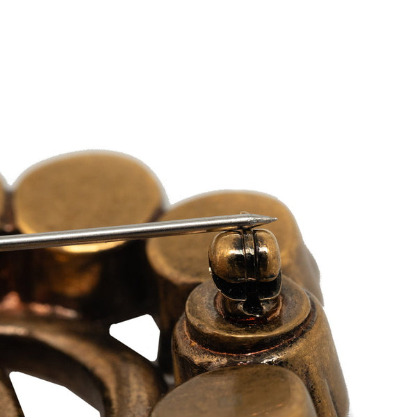 グッチ GGマーモント ラインストーン ブローチ ゴールド メッキ レディース GUCCI 【中古】