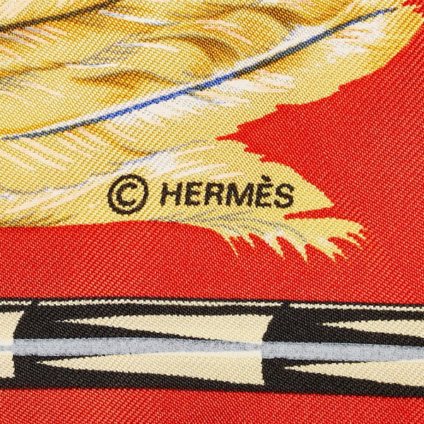 エルメス カレ90 BRAZIL ブラジル スカーフ レッド マルチカラー シルク レディース HERMES 【中古】