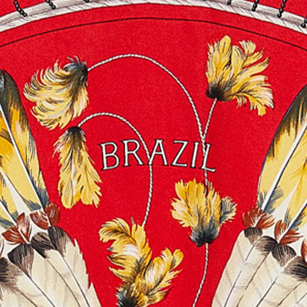 エルメス カレ90 BRAZIL ブラジル スカーフ レッド マルチカラー シルク レディース HERMES 【中古】
