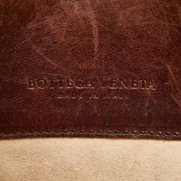 ボッテガヴェネタ イントレチャート 斜め掛け ショルダーバッグ ブラウン レザー レディース BOTTEGAVENETA 【中古】