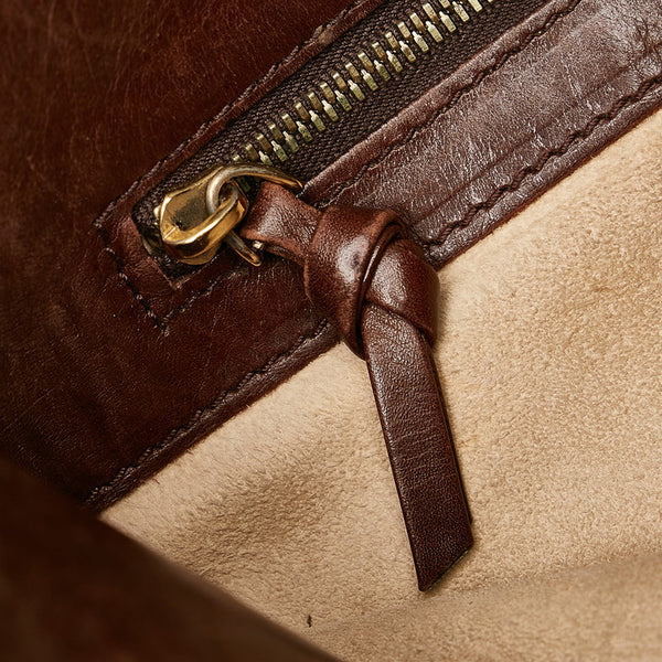 ボッテガヴェネタ イントレチャート 斜め掛け ショルダーバッグ ブラウン レザー レディース BOTTEGAVENETA 【中古】