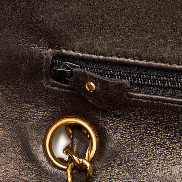 シャネル マトラッセ ダブルフラップ  チェーン ショルダーバッグ  ブラック ラムスキン レディース CHANEL 【中古】