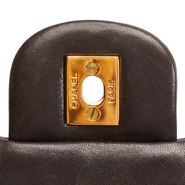 シャネル マトラッセ ダブルフラップ  チェーン ショルダーバッグ  ブラック ラムスキン レディース CHANEL 【中古】