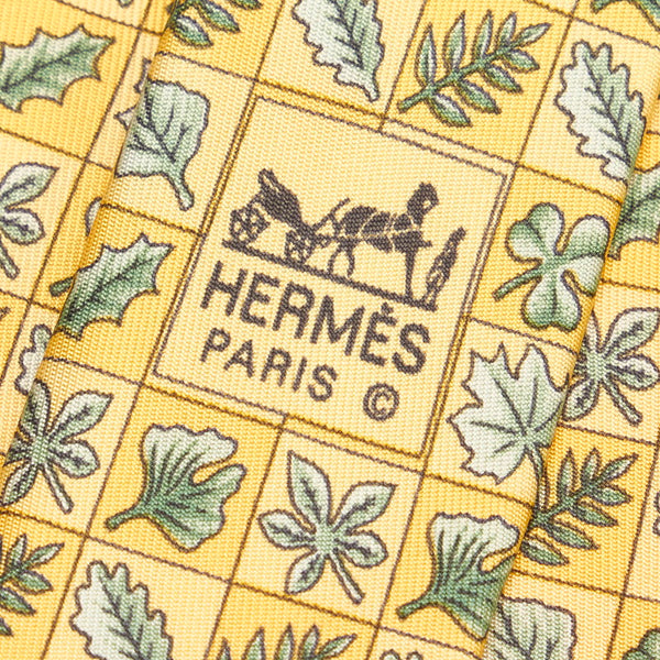 エルメス イエロー シルク ネクタイ メンズ HERMES 【中古】