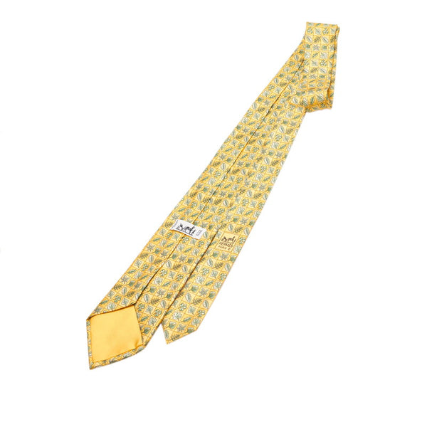 エルメス イエロー シルク ネクタイ メンズ HERMES 【中古】