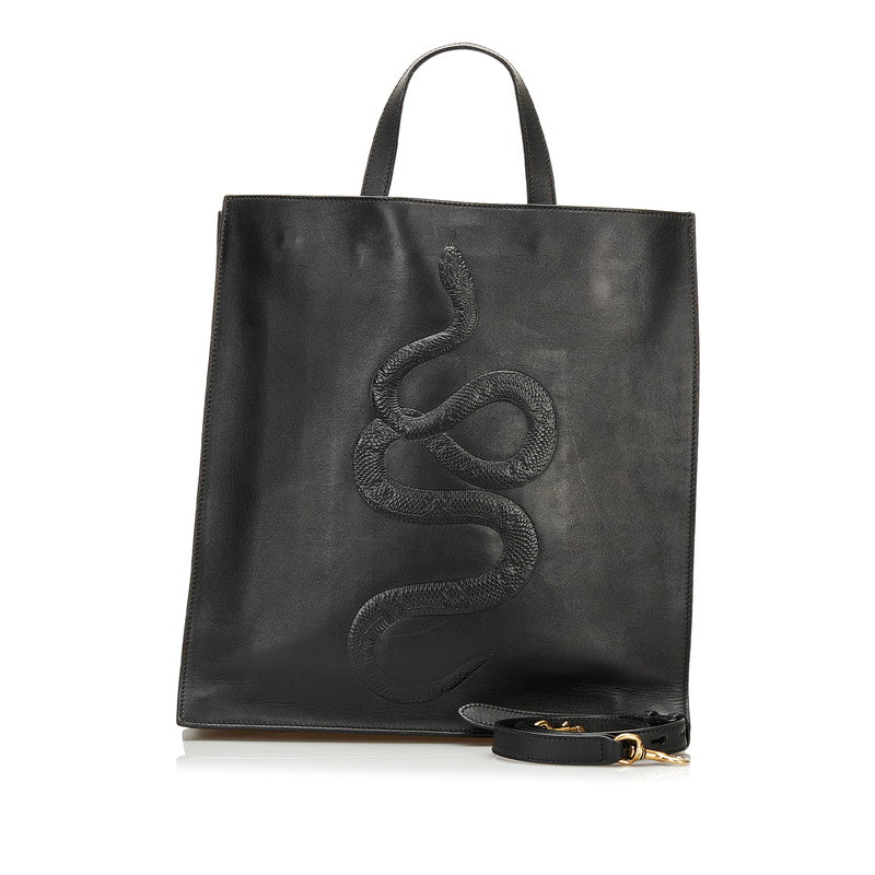 グッチ スネーク 蛇 トートバッグ ショルダーバッグ 2WAY 450950 ブラック レザー レディース GUCCI 【中古】