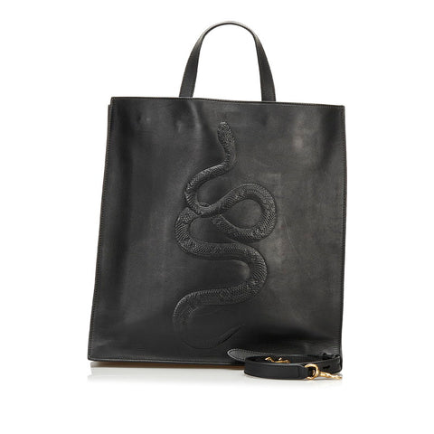 グッチ スネーク 蛇 トートバッグ ショルダーバッグ 2WAY 450950 ブラック レザー レディース GUCCI 【中古】