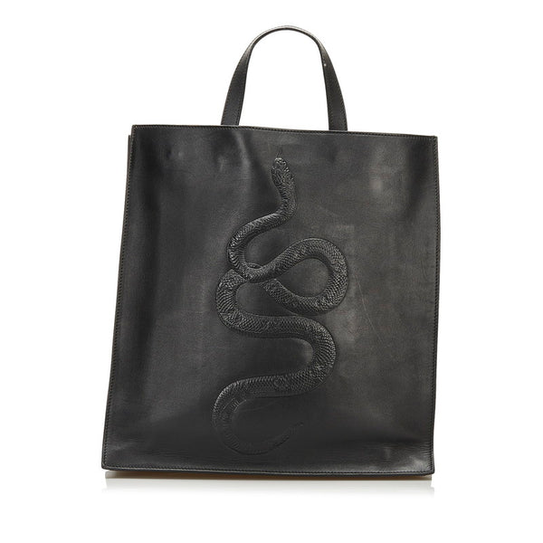 グッチ スネーク 蛇 トートバッグ ショルダーバッグ 2WAY 450950 ブラック レザー レディース GUCCI 【中古】