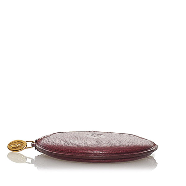 カルティエ マストライン ラウンド コインケース L3000017 ボルドー レザー レディース CARTIER 【中古】