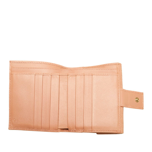 グッチ マイクロGG シマ 三つ折り財布 464916 ピンク レザー レディース GUCCI 【中古】