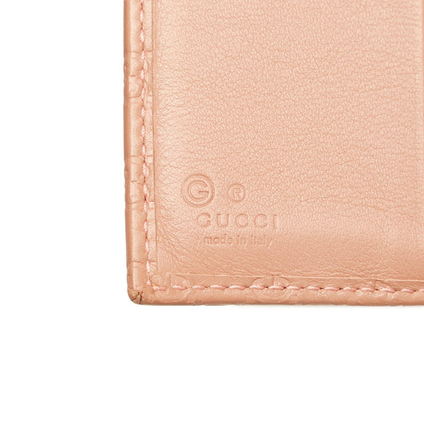 グッチ マイクロGG シマ 三つ折り財布 464916 ピンク レザー レディース GUCCI 【中古】