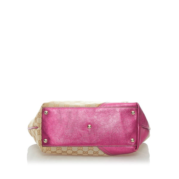 グッチ GGキャンバス インターロッキングG トートバッグ 169946 ベージュ ピンク キャンバス レザー レディース GUCCI 【中古】