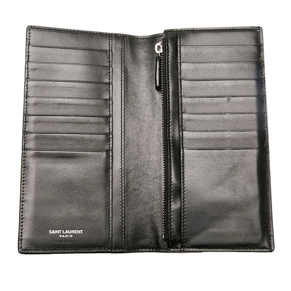 サンローラン クロコ型押し 長財布 ブラック レザー メンズ SAINT LAURENT 【中古】