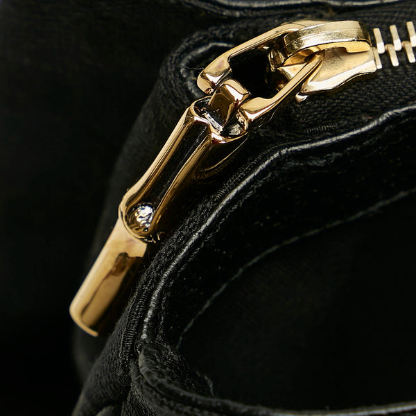 グッチ GGキャンバス シェリーライン メタルバンブー ハンドバッグ 131324 ブラック キャンバス レザー レディース GUCCI 【中古】