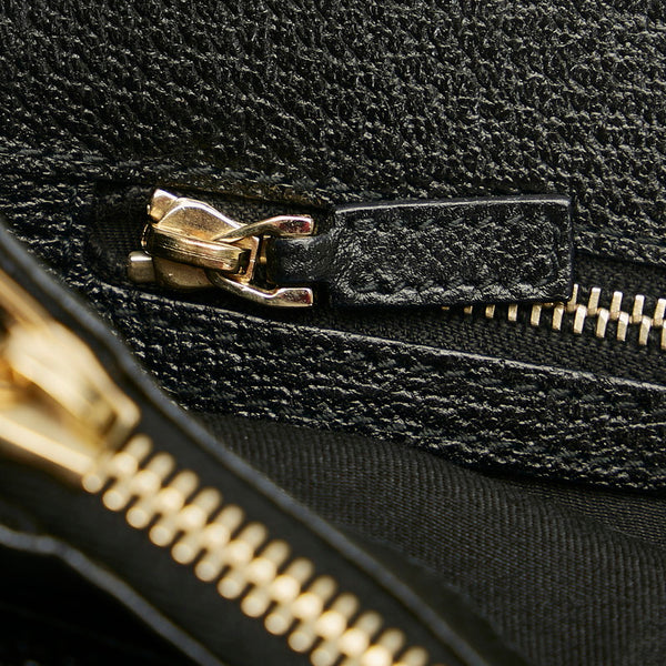 グッチ GGキャンバス シェリーライン メタルバンブー ハンドバッグ 131324 ブラック キャンバス レザー レディース GUCCI 【中古】