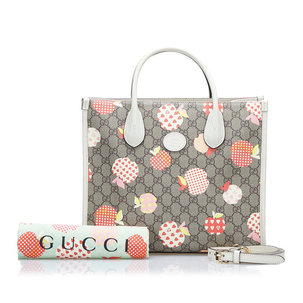 グッチ GGスプリーム アップルハート レボムスモール トートバッグ ショルダーバッグ 2WAY 659983 ベージュ ホワイト マルチカラー PVC レザー レディース GUCCI 【中古】