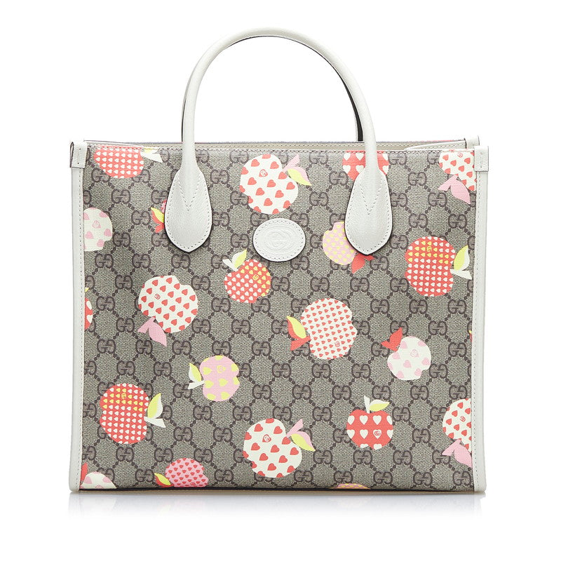 グッチ GGスプリーム アップルハート レボムスモール トートバッグ ショルダーバッグ 2WAY 659983 ベージュ ホワイト マルチカラー PVC レザー レディース GUCCI 【中古】