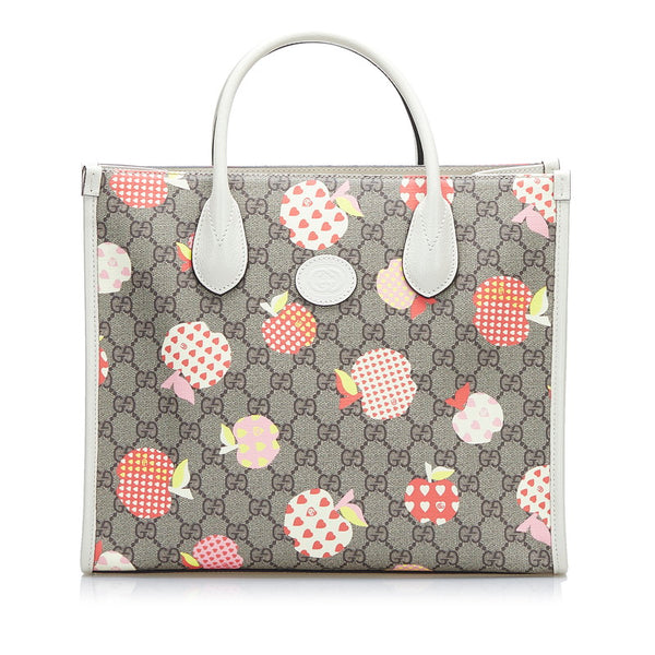 グッチ GGスプリーム アップルハート レボムスモール トートバッグ ショルダーバッグ 2WAY 659983 ベージュ ホワイト マルチカラー PVC レザー レディース GUCCI 【中古】