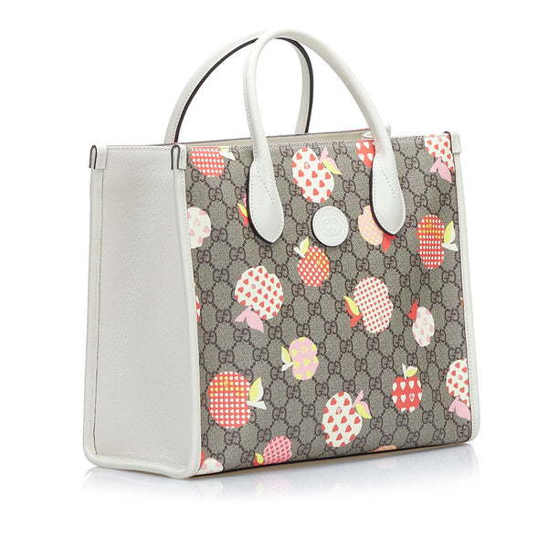 グッチ GGスプリーム アップルハート レボムスモール トートバッグ ショルダーバッグ 2WAY 659983 ベージュ ホワイト マルチカラー PVC レザー レディース GUCCI 【中古】