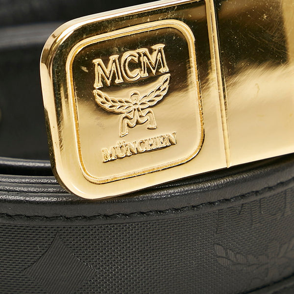 エム シー エム ヴィセトス ロゴグラム ベルト ブラック PVC レザー メンズ MCM 【中古】