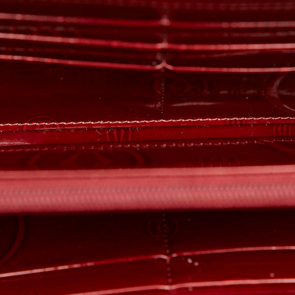 カルティエ ハッピーバースデー ラウンドファスナー 長財布 ボルドー エナメル レディース CARTIER 【中古】