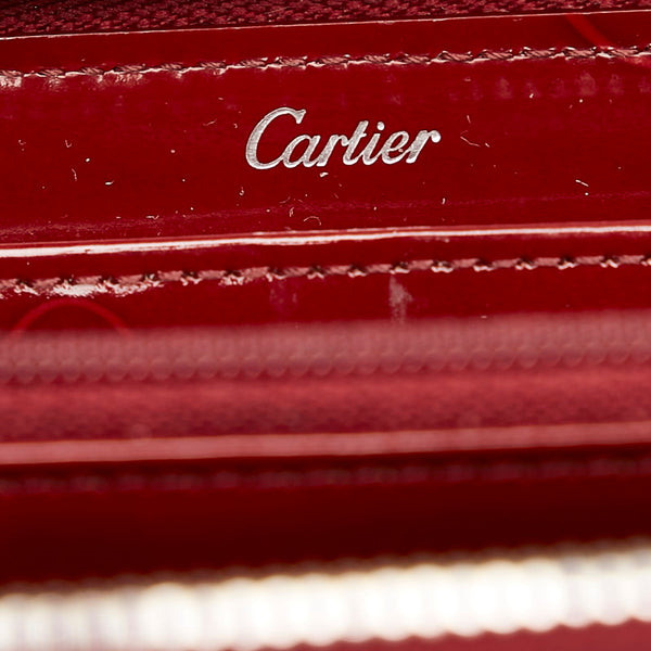 カルティエ ハッピーバースデー ラウンドファスナー 長財布 ボルドー エナメル レディース CARTIER 【中古】