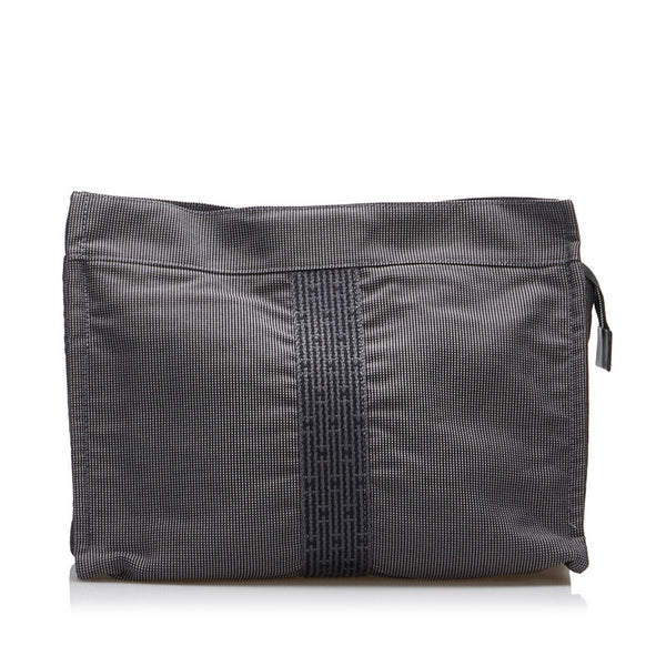 エルメス エールライン ポーチMM クラッチバッグ セカンドバッグ グレー キャンバス レディース HERMES 【中古】