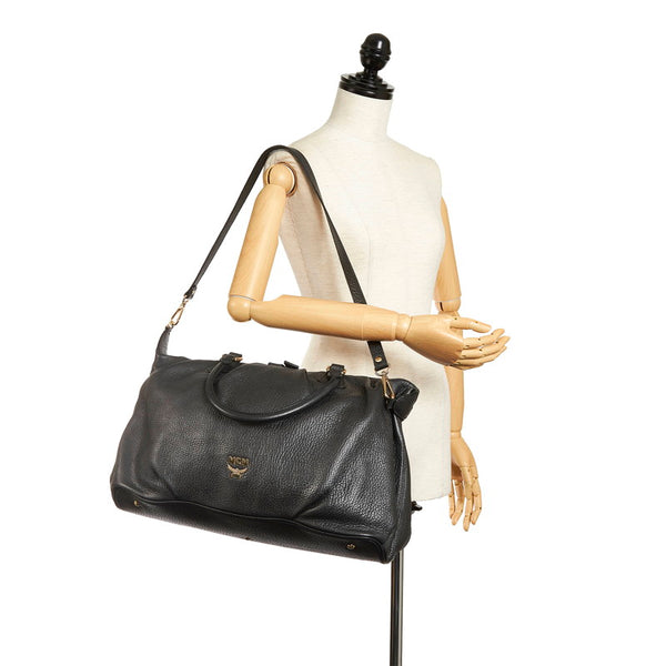 エム シー エム ボストンバッグ ショルダーバッグ 2WAY ブラック レザー レディース MCM 【中古】