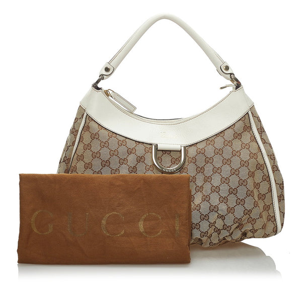 グッチ GGキャンバス アビー ワンショルダーバッグ 189833 ベージュ ホワイト キャンバス レザー レディース GUCCI 【中古】