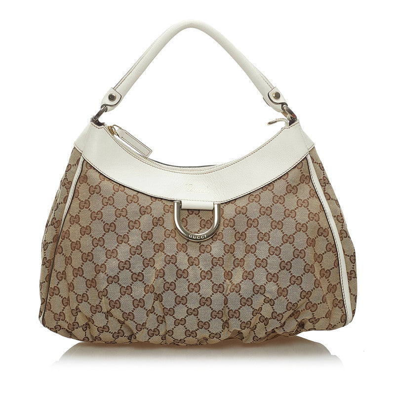 グッチ GGキャンバス アビー ワンショルダーバッグ 189833 ベージュ ホワイト キャンバス レザー レディース GUCCI 【中古】