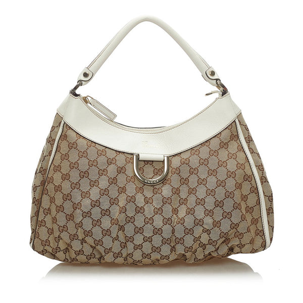 グッチ GGキャンバス アビー ワンショルダーバッグ 189833 ベージュ ホワイト キャンバス レザー レディース GUCCI 【中古】