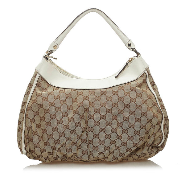 グッチ GGキャンバス アビー ワンショルダーバッグ 189833 ベージュ ホワイト キャンバス レザー レディース GUCCI 【中古】