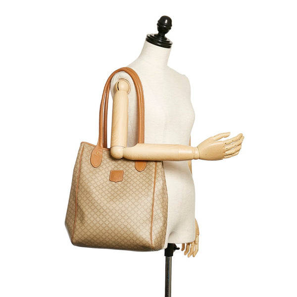 セリーヌ マカダム ベージュ  PVC レザー トートバッグ レディース CELINE 【中古】