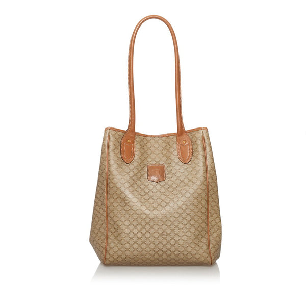 セリーヌ マカダム ベージュ  PVC レザー トートバッグ レディース CELINE 【中古】