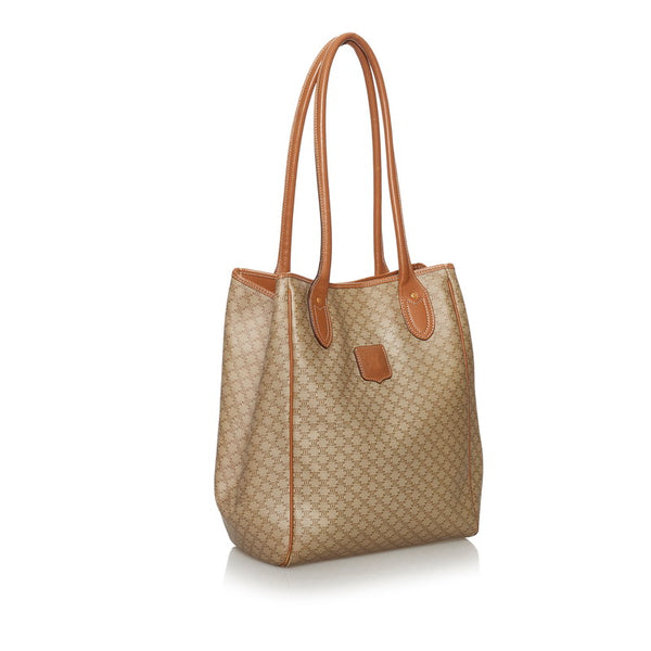 セリーヌ マカダム ベージュ  PVC レザー トートバッグ レディース CELINE 【中古】