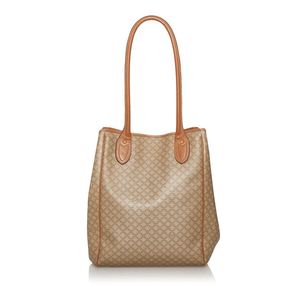 セリーヌ マカダム ベージュ  PVC レザー トートバッグ レディース CELINE 【中古】