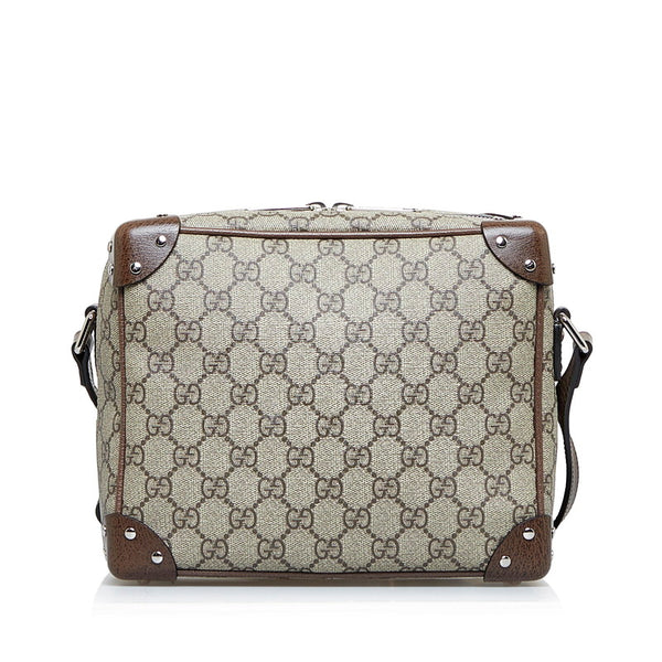 グッチ GGスプリーム 斜め掛け ショルダーバッグ 626363 ベージュ ブラウン PVC レザー レディース GUCCI 【中古】