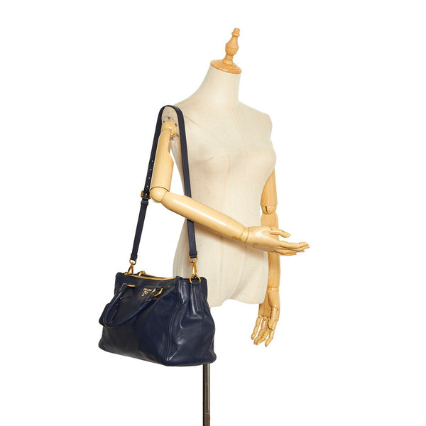 プラダ ハンドバッグ ショルダーバッグ 2WAY BN2324 ネイビー レザー レディース PRADA 【中古】