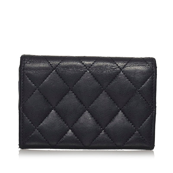 シャネル マトラッセ ブラック レザー カードケース レディース CHANEL 【中古】