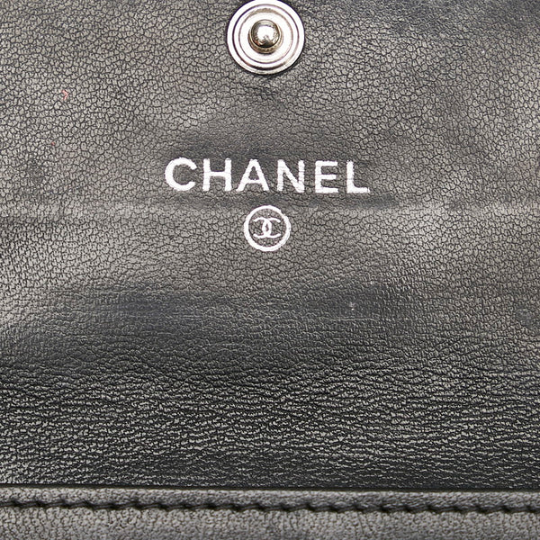 シャネル マトラッセ ブラック レザー カードケース レディース CHANEL 【中古】