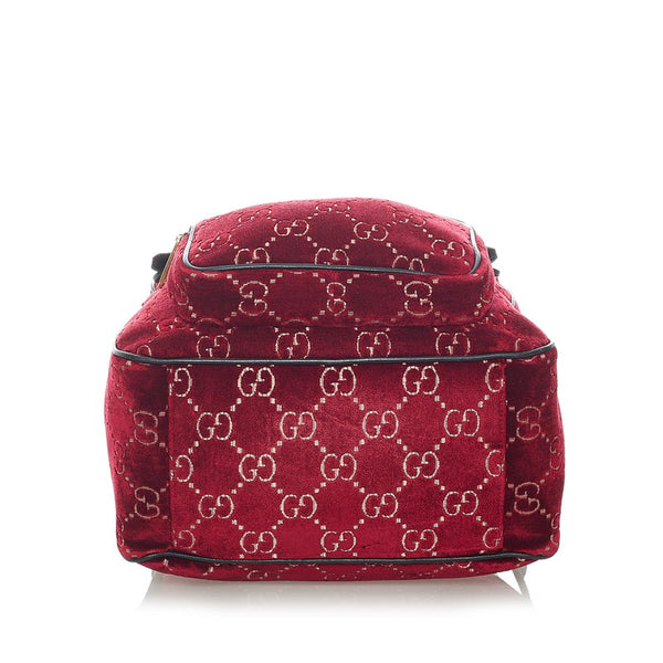 グッチ GGベルベット リュック バックパック 574942 レッド ブラック ベロア レザー メンズ GUCCI 【中古】