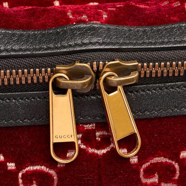 グッチ GGベルベット リュック バックパック 574942 レッド ブラック ベロア レザー メンズ GUCCI 【中古】