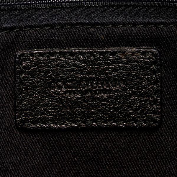 ドルチェアンドガッバーナ レオパード ブルー ブラック デニム レザー トートバッグ レディース DOLCE&GABBANA 【中古】