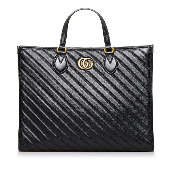 グッチ GGマーモント ハンドバッグ ショルダーバッグ 2WAY 627332 ブラック ゴールド レザー レディース GUCCI 【中古】