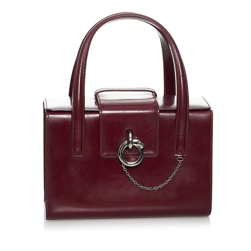 カルティエ パンテール ハンドバッグ ボルドー レザー レディース CARTIER 【中古】