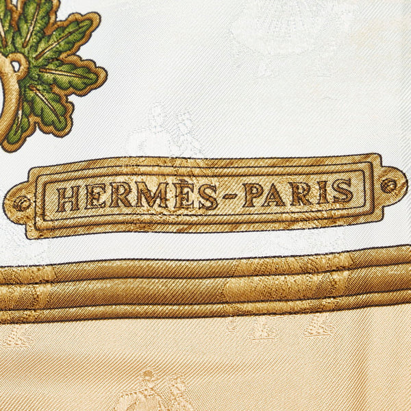 エルメス カレ90 Joies ｄ' Hiver 冬の愉しみ スカーフ ベージュ マルチ シルク レディース HERMES 【中古】