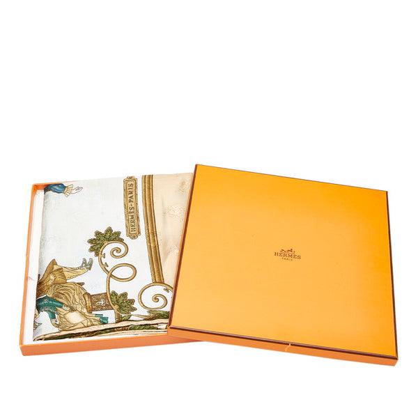 エルメス カレ90 Joies ｄ' Hiver 冬の愉しみ スカーフ ベージュ マルチ シルク レディース HERMES 【中古】