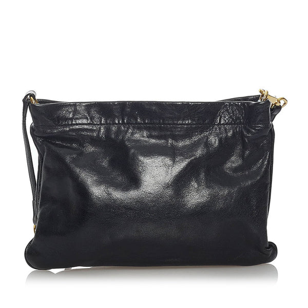 ミュウミュウ マテラッセ  ブラック ゴールド レザー 斜めがけ ショルダー レディース MIUMIU 【中古】